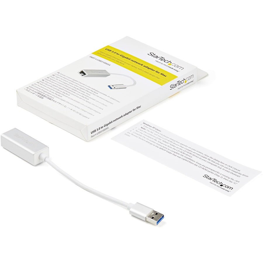 StarTech USB 3.0 Gigabit Ethernet Adapter - Silver, Plug and Play for MacBook & Chromebook