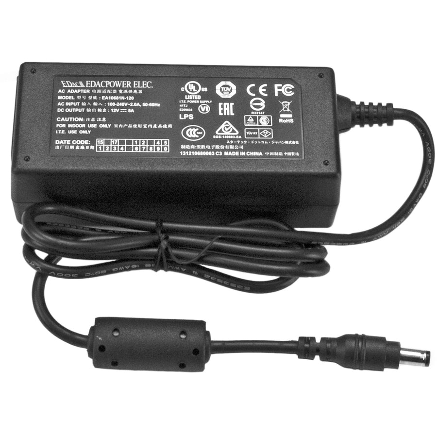 StarTech.com 12V 5A DC Adapter - M-Type Barrel Connector, Compatible with Multiple Devices