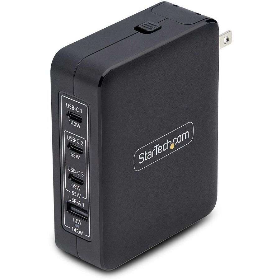 StarTech.com 140W GaN USB-C Charger with 3 USB-C Ports, 1 USB-A, Compact & Efficient Design