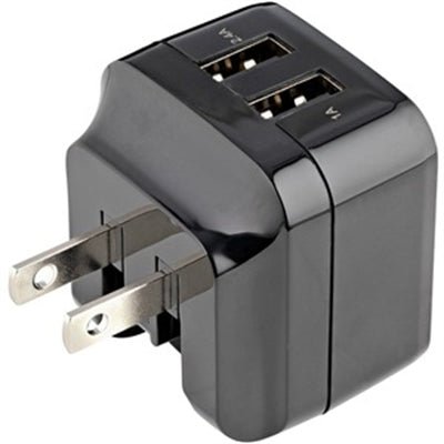 StarTech.com 2-Port USB Charger 17W with 1x 2.4A and 1x 1A, Compact Travel Adapter, UL Certified