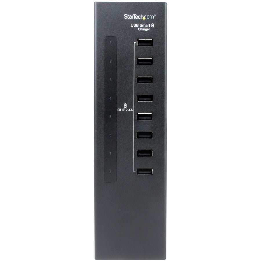 StarTech.com 8-Port USB Charging Station Hub, 96W Power, 2.4A Per Port, Safety Features