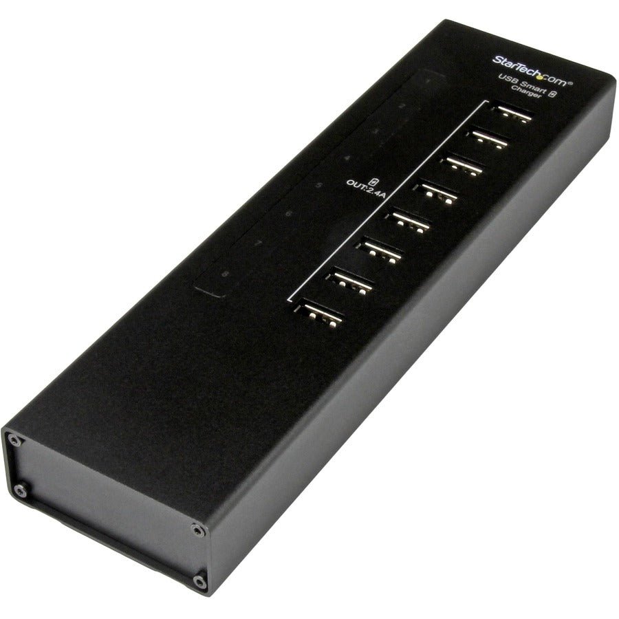 StarTech.com 8-Port USB Charging Station Hub, 96W Power, 2.4A Per Port, Safety Features