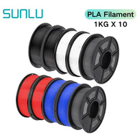 Sunlu 10 Rolls of 1kg PLA, PETG, PLA Plus Filaments - Durable 3D Printing Material Set PLA 5 Colors United States