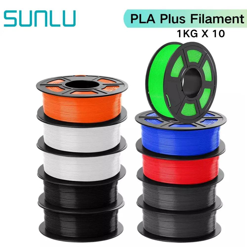 Sunlu 10 Rolls of 1kg PLA, PETG, PLA Plus Filaments - Durable 3D Printing Material Set PLA PLUS 7 Colors United States