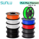 Sunlu 10 Rolls of 1kg PLA, PETG, PLA Plus Filaments - Durable 3D Printing Material Set PLA PLUS 7 Colors United States