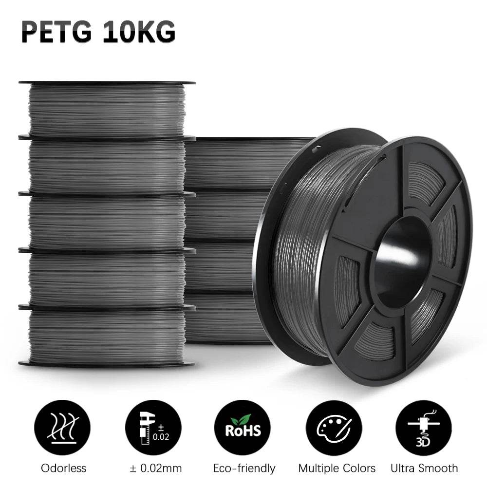 Sunlu 10 Rolls of 1kg PLA, PETG, PLA Plus Filaments - Durable 3D Printing Material Set PETG 10GY United States