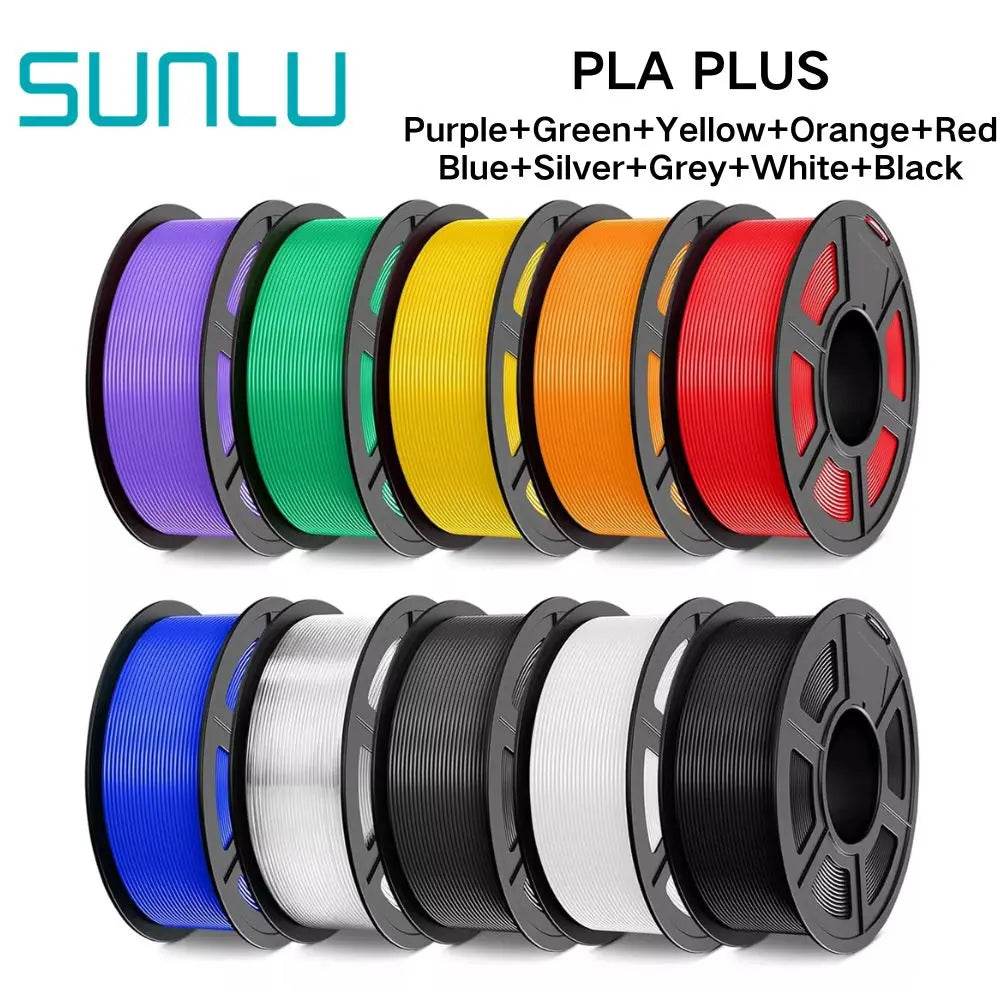 Sunlu 10 Rolls of 1kg PLA, PETG, PLA Plus Filaments - Durable 3D Printing Material Set PLA PLUS 10 Colors United States