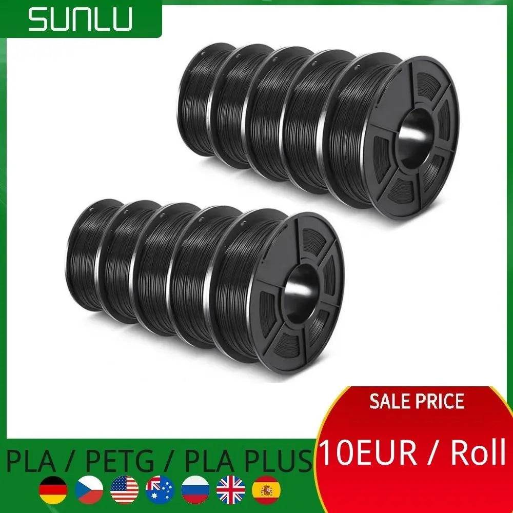 SUNLU 3D Filament Set - 10 Rolls PLA PETG PLA Plus, 1.75mm, 1KG Each, Premium Multicolor