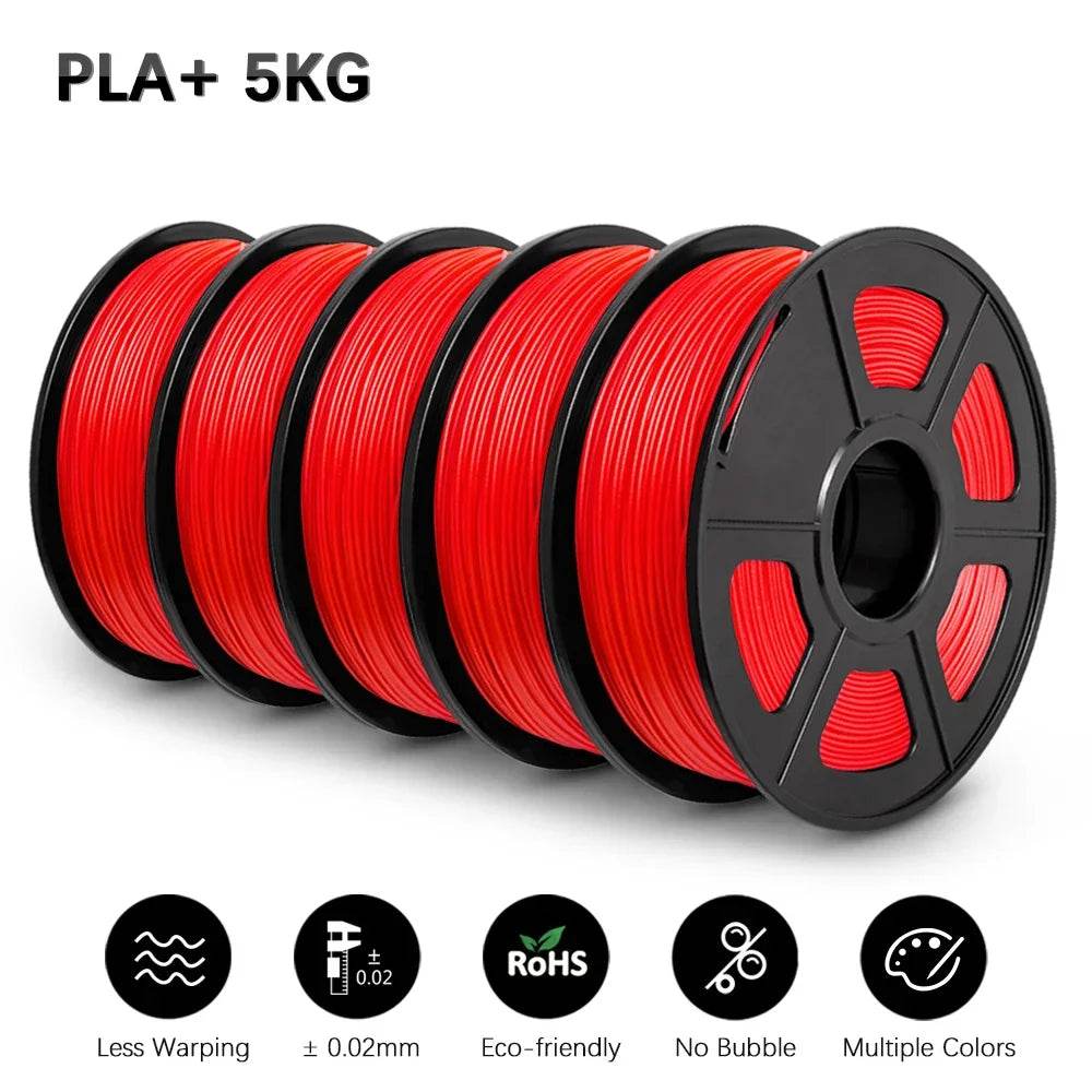 SUNLU PLAPLUS 1.75mm Filament 5kg - Tangle-Free, Eco-Friendly, Odorless, Bright Color PLA PLUS Red 5 United States