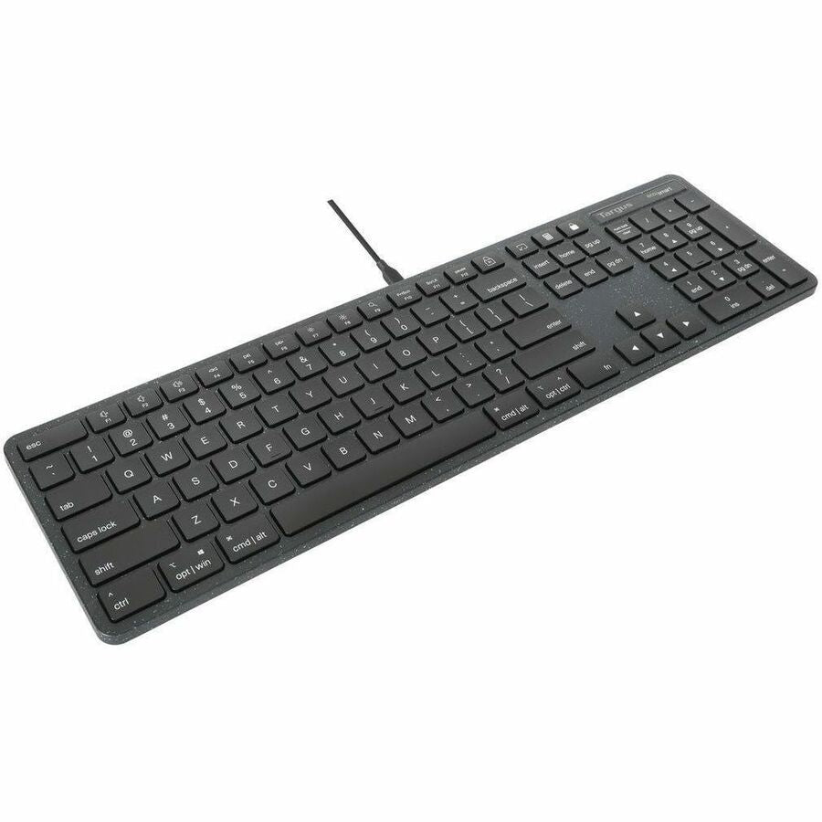 Targus EcoSmart Full-Size Wired Keyboard – 85% Recycled Material, Antimicrobial Protection