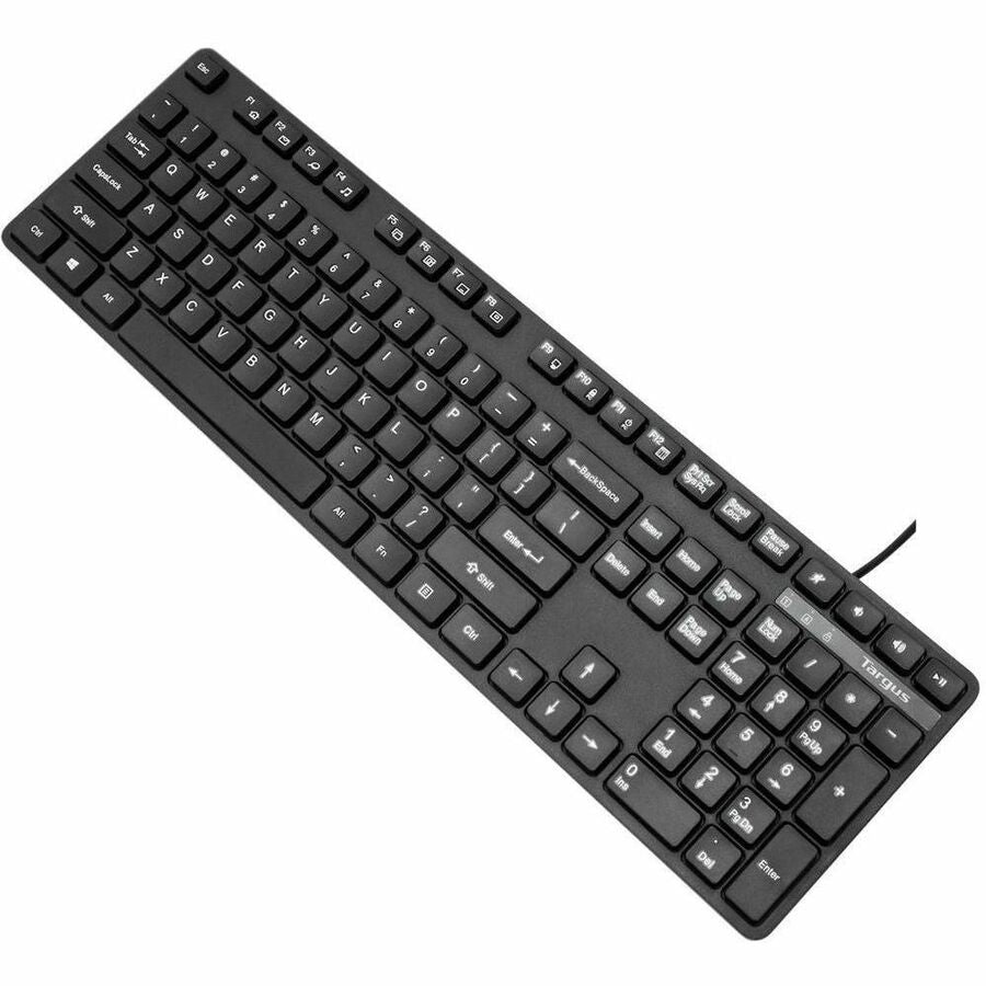 Targus USB Wired Keyboard, 108-Key QWERTY, Full-Size Ergonomic, Plug and Play, Windows & Mac Compatible