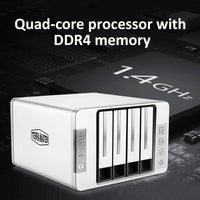 TerraMaster F4-210 4-Bay NAS with Quad-Core ARM Processor, 2GB RAM, and Plex Support