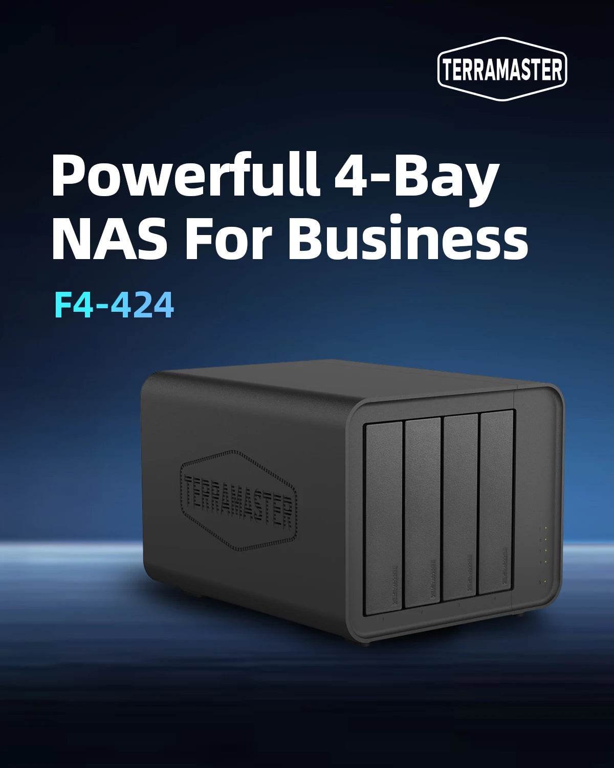 Terramaster F4-424 NAS 4-Bay Storage, 8GB RAM, Quad-Core CPU, Dual 2.5 GbE for Fast Data Access