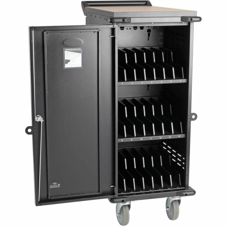 Tripp Lite 21-Device AC Charging Cart with Locking Steel Enclosure for Chromebooks & Laptops