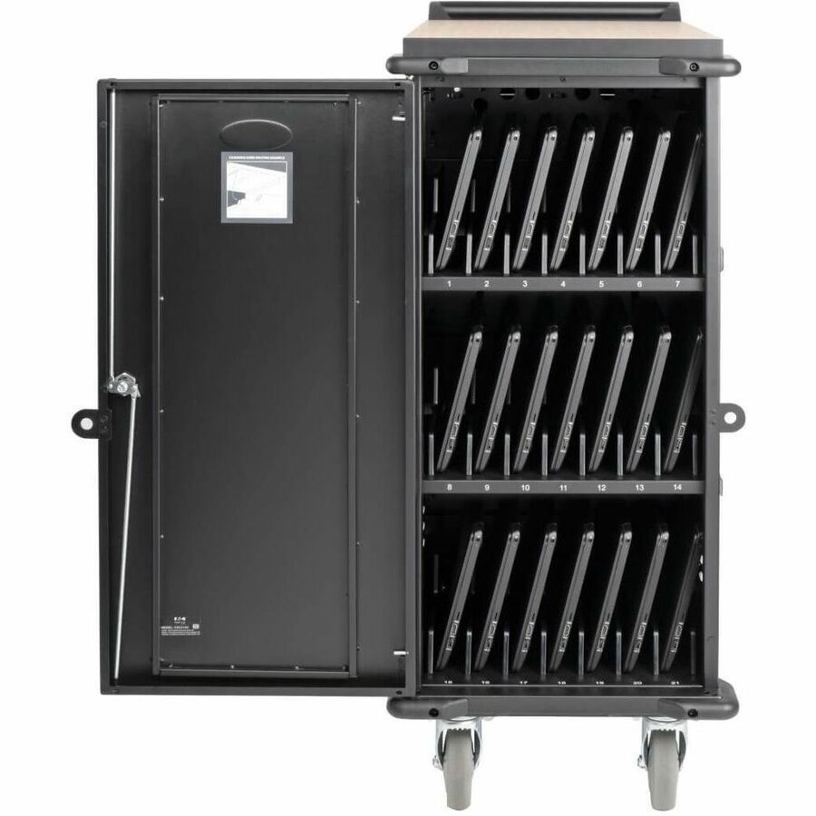 Tripp Lite 21-Device AC Charging Cart with Locking Steel Enclosure for Chromebooks & Laptops