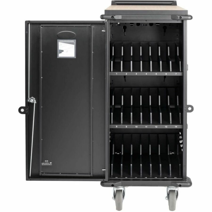Tripp Lite 21-Device AC Charging Cart with Locking Steel Enclosure for Chromebooks & Laptops