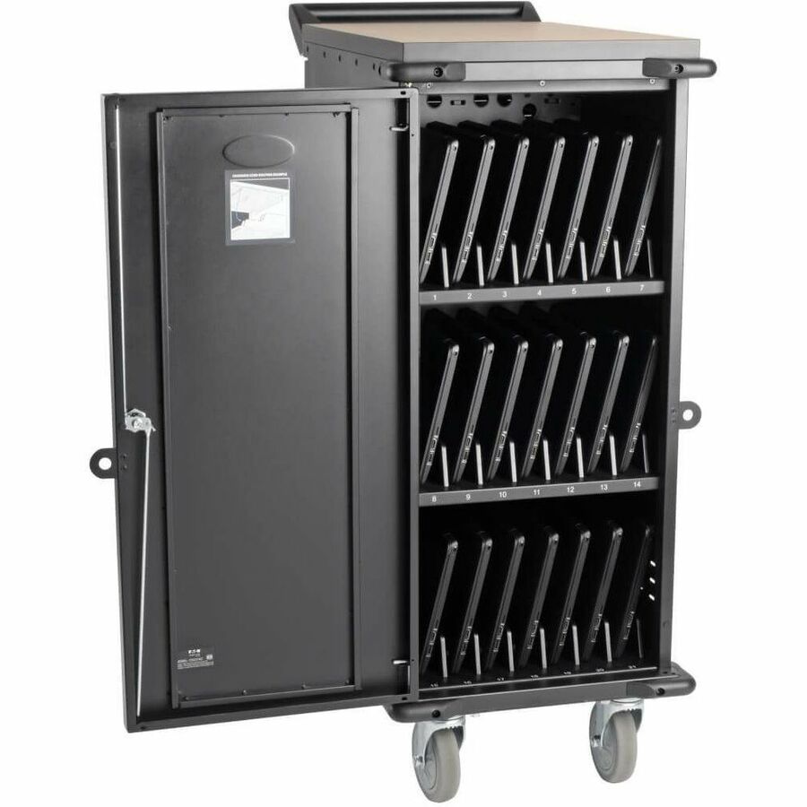 Tripp Lite 21-Device AC Charging Cart with Locking Steel Enclosure for Chromebooks & Laptops