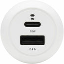 Tripp Lite 30W Dual USB Car Charger with USB-C PD 3.0 & USB-A Ports, Includes 4ft USB-C to Lightning Cable