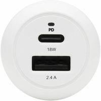 Tripp Lite 30W Dual USB Car Charger with USB-C PD 3.0 & USB-A Ports, Includes 4ft USB-C to Lightning Cable