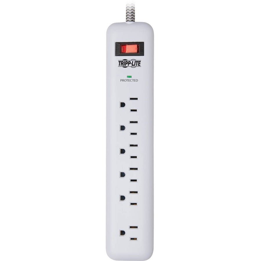 Tripp Lite 7-Outlet Surge Protector with 900J Protection and 2 USB Ports, 6Ft White Cord