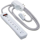 Tripp Lite 7-Outlet Surge Protector with 900J Protection and 2 USB Ports, 6Ft White Cord