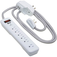 Tripp Lite 7-Outlet Surge Protector with 900J Protection and 2 USB Ports, 6Ft White Cord