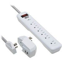 Tripp Lite 7-Outlet Surge Protector with 900J Protection and 2 USB Ports, 6Ft White Cord