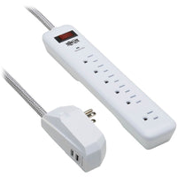Tripp Lite 7-Outlet Surge Protector with 900J Protection and 2 USB Ports, 6Ft White Cord