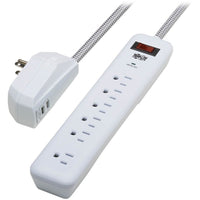 Tripp Lite 7-Outlet Surge Protector with 900J Protection and 2 USB Ports, 6Ft White Cord