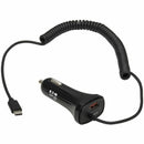 Tripp Lite Dual USB Car Charger 30W with 18W USB-C & 12W USB-A Outputs, 6 ft Coiled Cable, Black