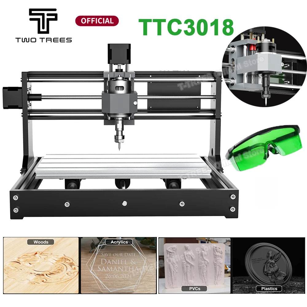 Twotrees TTC3018 PRO CNC Laser Engraver Machine | 11.8" x 7.1" Working Area | Versatile & Portable Design