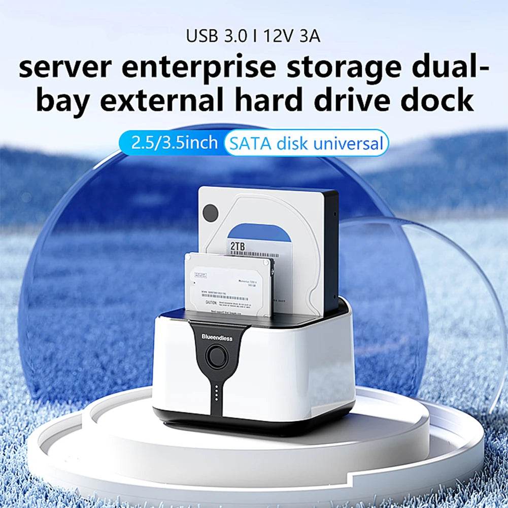 USB 3.0 Dual-Bay External Hard Drive Docking Station | 5Gbps Speed | Offline Cloning | 40TB Capacity