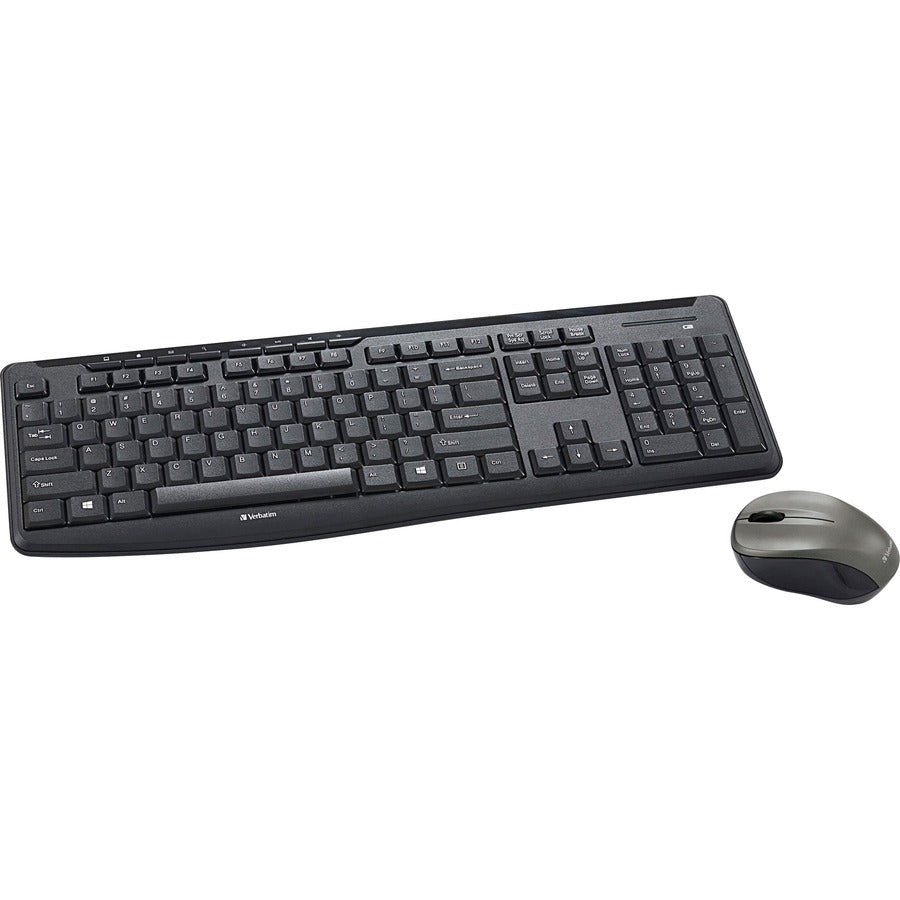 Verbatim Silent Wireless Mouse & Keyboard Set - Ergonomic Design, 2.4GHz Connection, Blue LED Technology
