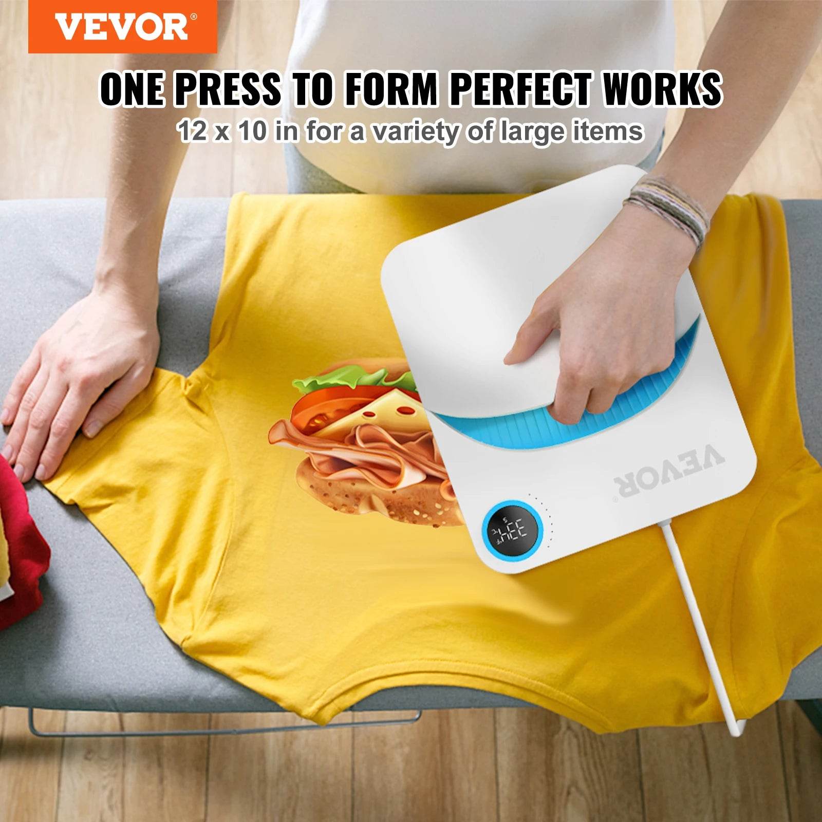VEVOR 9x9/12x10 Portable Heat Press Machine for DIY Custom T-Shirts, Bags & More