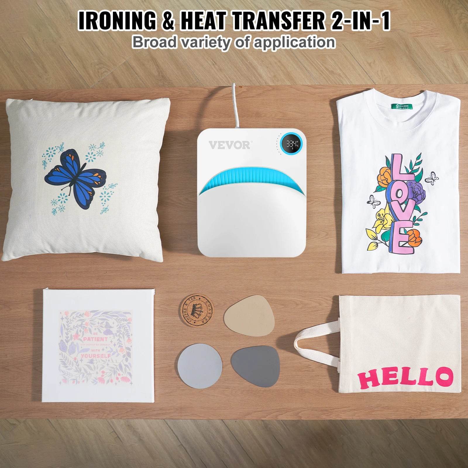 VEVOR Portable Heat Press 9x9 12x10 - DIY Shirt & Craft Machine with Digital Controls
