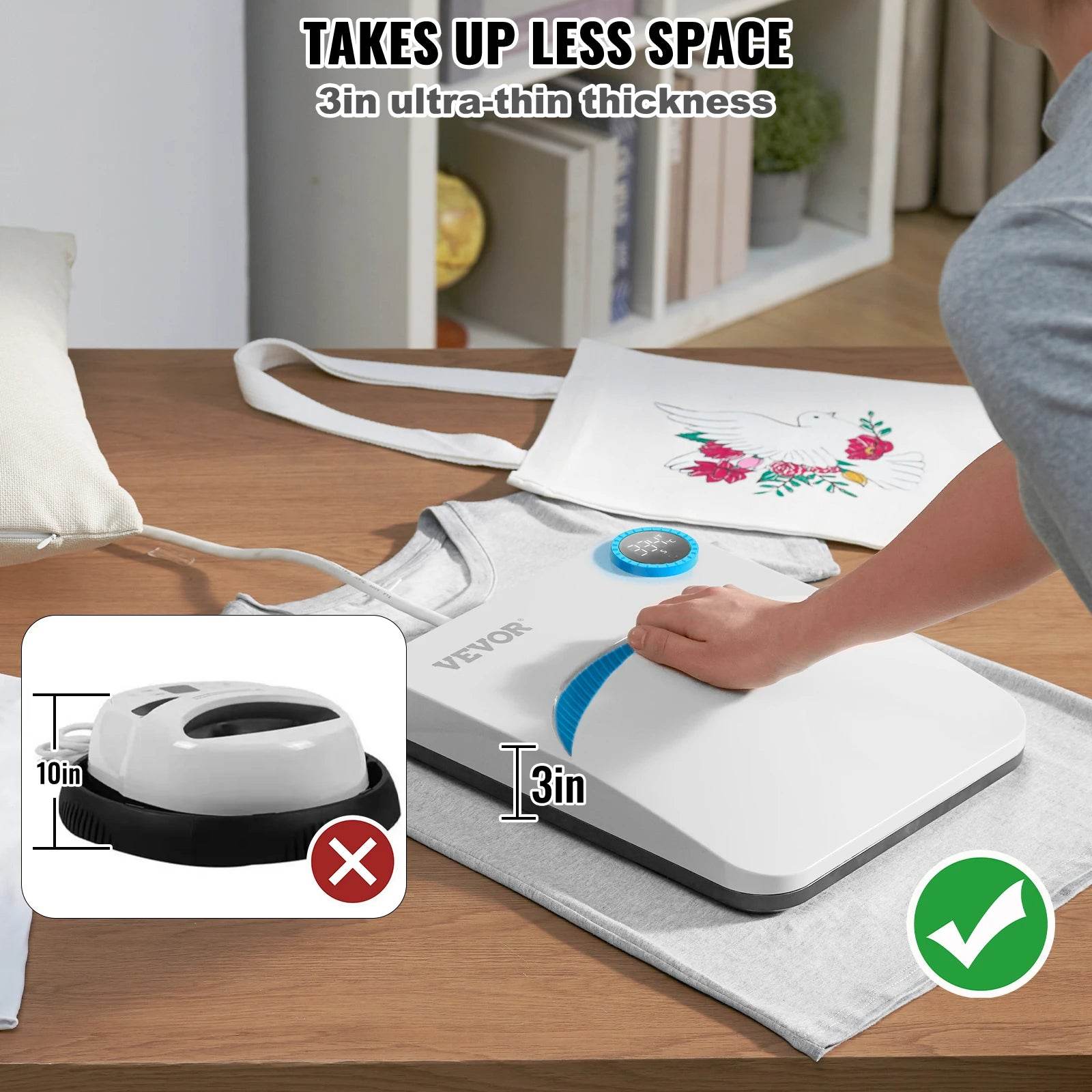 VEVOR Portable Heat Press 9x9 12x10 - DIY Shirt & Craft Machine with Digital Controls