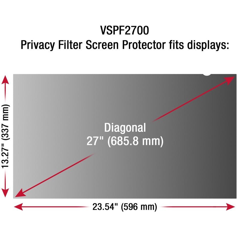 ViewSonic Privacy Filter Screen Protector for 27" Displays - Anti-Glare, 60-Degree Viewing Angles