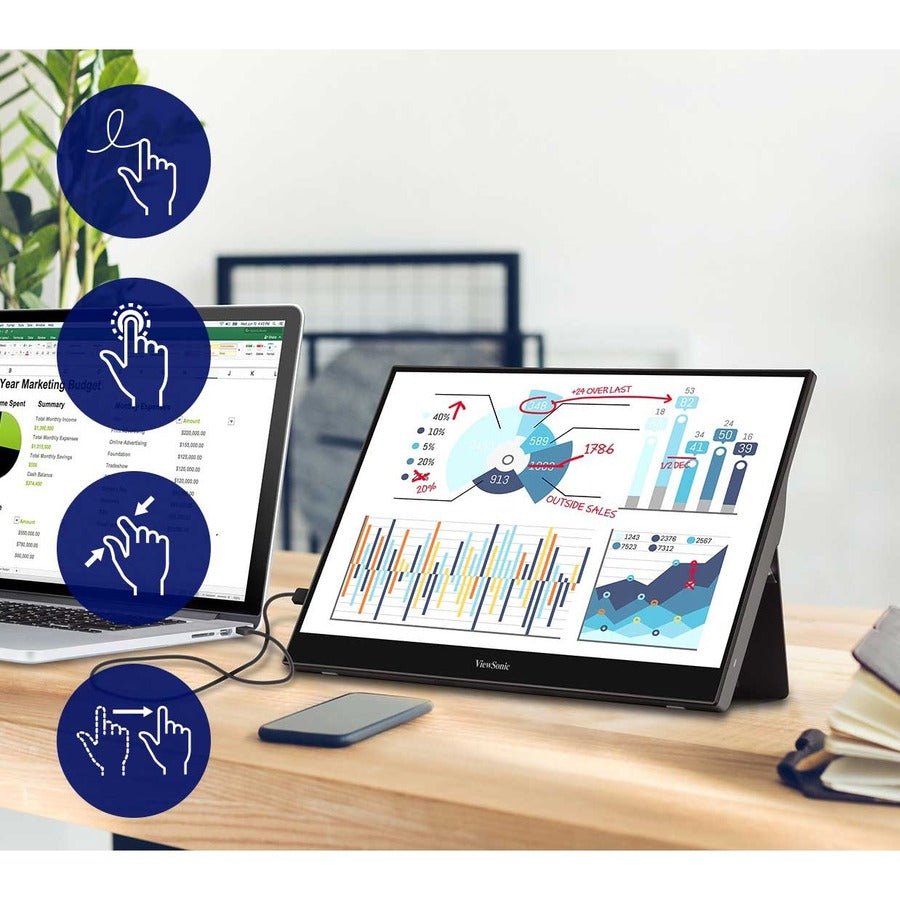ViewSonic TD1655 15.6" Full HD Portable Touch Monitor - 10 - Point Touchscreen, USB - C Connectivity - Store 42