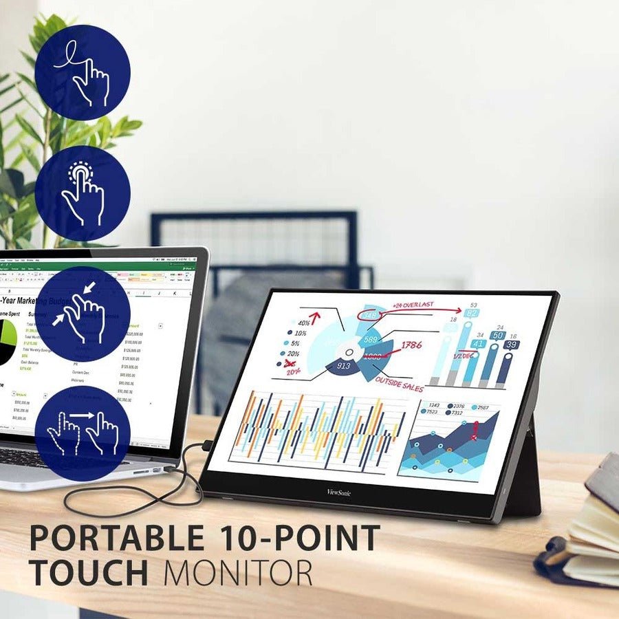 ViewSonic TD1655 15.6" Full HD Portable Touch Monitor - 10-Point Touchscreen, USB-C Connectivity
