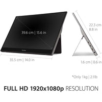 ViewSonic TD1655 15.6" Full HD Portable Touch Monitor - 10 - Point Touchscreen, USB - C Connectivity - Store 42
