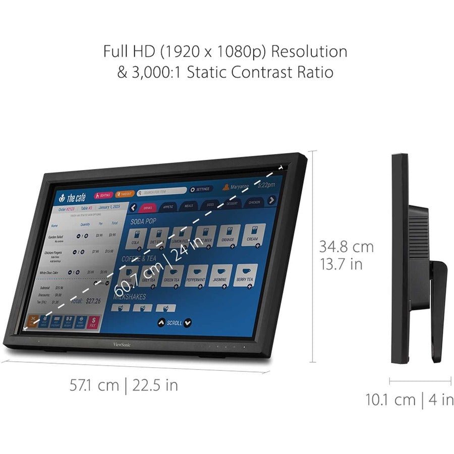ViewSonic TD2423D 24" Touch Display | 1080P IR Technology | Durable Kiosk Monitor - Store 42