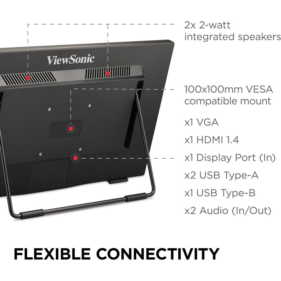 ViewSonic TD2465 24" Full HD Touch Monitor | 10 - Point Capacitive Touch | Ergonomic Design - Store 42