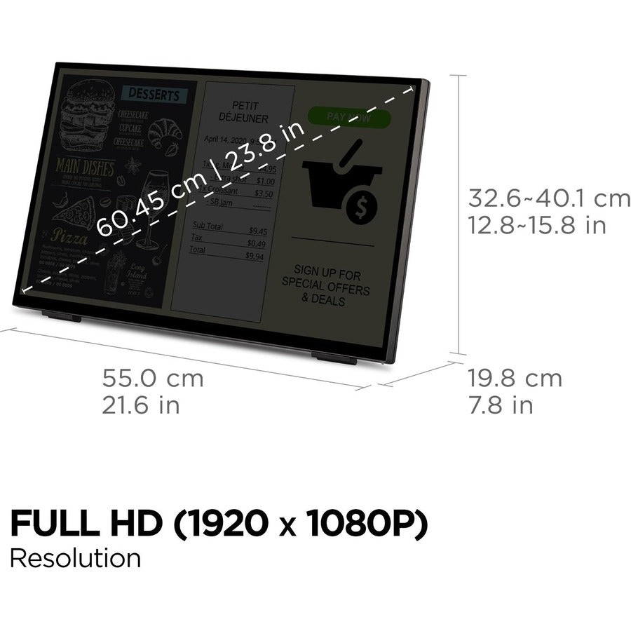 ViewSonic TD2465 24" Full HD Touch Monitor | 10 - Point Capacitive Touch | Ergonomic Design - Store 42