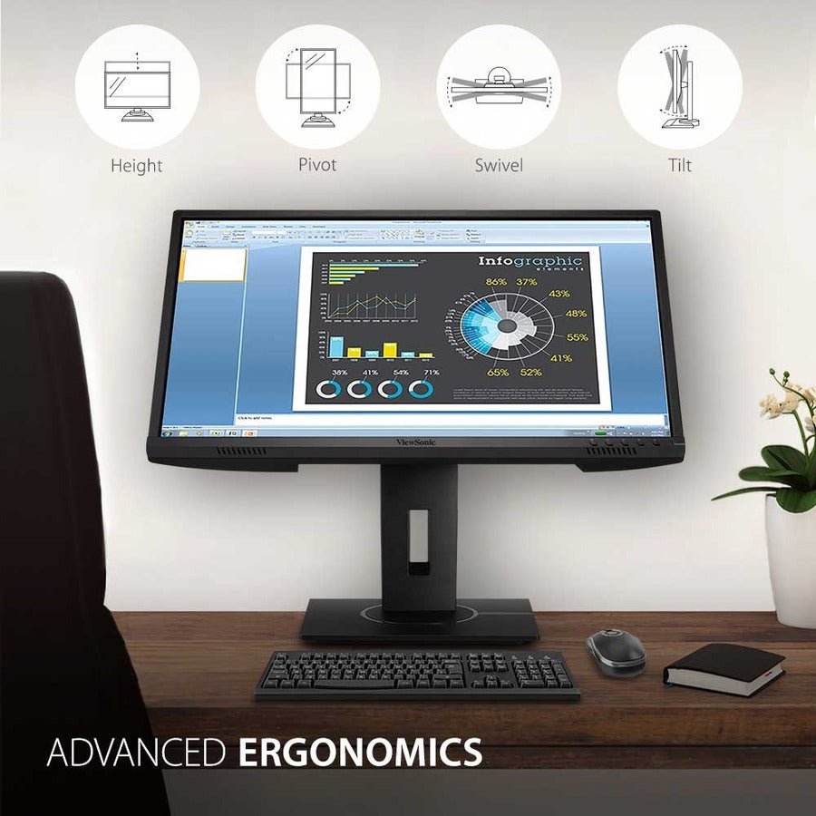 ViewSonic VG2440 24 Inch Full HD IPS Monitor with Ergonomic Stand, HDMI, USB, DP Connectivity - Store 42