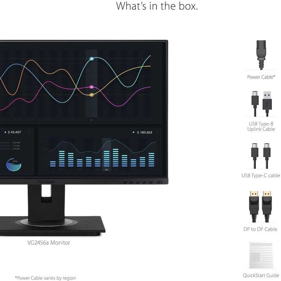 ViewSonic VG2456a 24" FHD IPS USB - C Monitor with 90W Power Delivery, Ergonomic Stand & Ethernet - Store 42