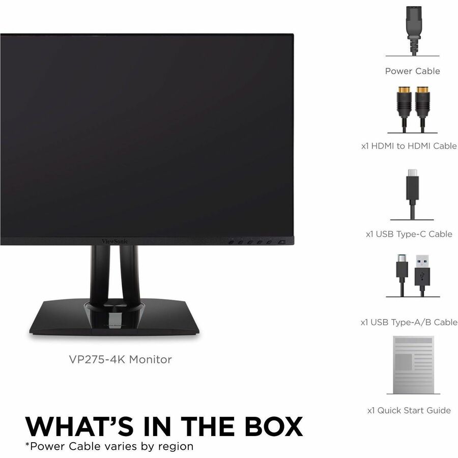 ViewSonic VP275 - 4K 27" UHD IPS Monitor with USB - C, Ergonomic Design & Exceptional Color Accuracy - Store 42