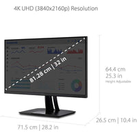 ViewSonic VP3256 - 4K 32" UHD Monitor | 60W USB - C | 100% sRGB Color Accuracy | Ergonomic Design - Store 42