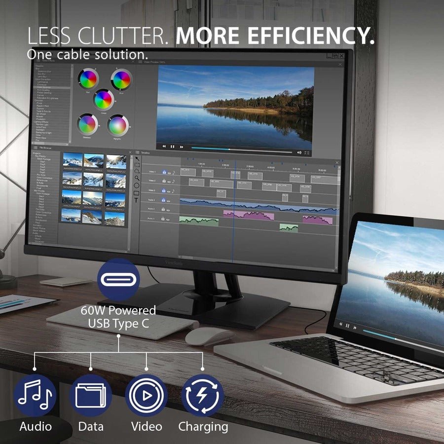 ViewSonic VP3256 - 4K 32" UHD Monitor | 60W USB - C | 100% sRGB Color Accuracy | Ergonomic Design - Store 42