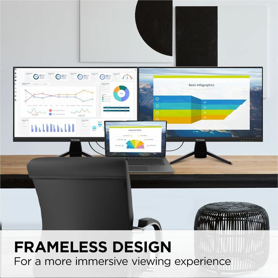 ViewSonic VX2467U 24" Full HD IPS Monitor with USB-C, 65W Charging, 75Hz Refresh Rate