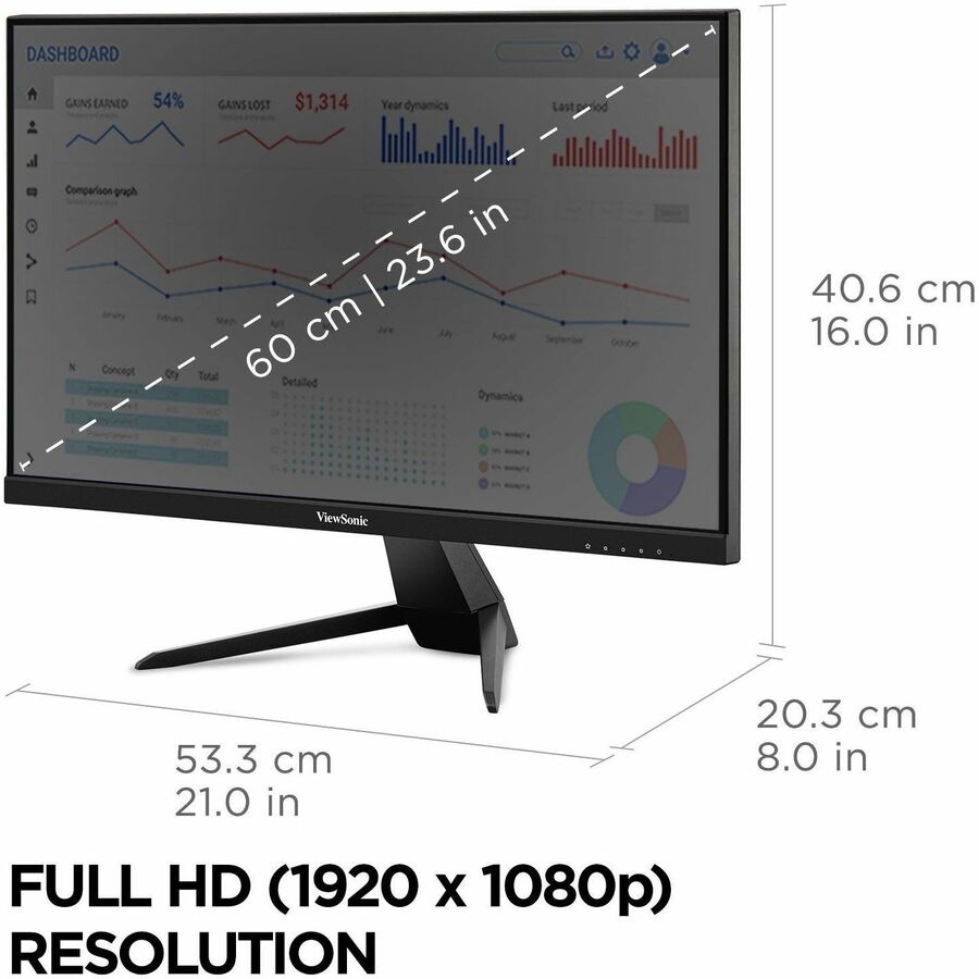 ViewSonic VX2467U 24" Full HD IPS Monitor with USB-C, 65W Charging, 75Hz Refresh Rate